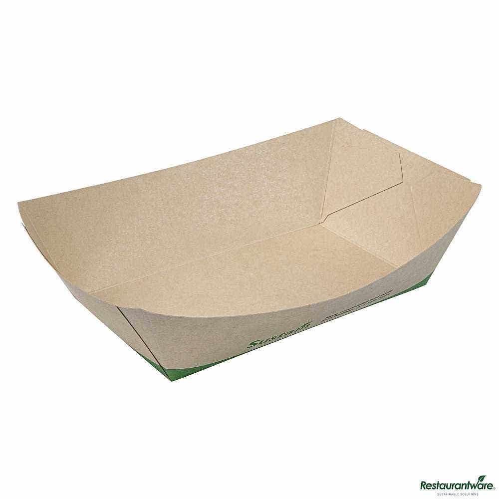 Sustain 2 lb Bamboo Paper #200 Food Tray / Boat