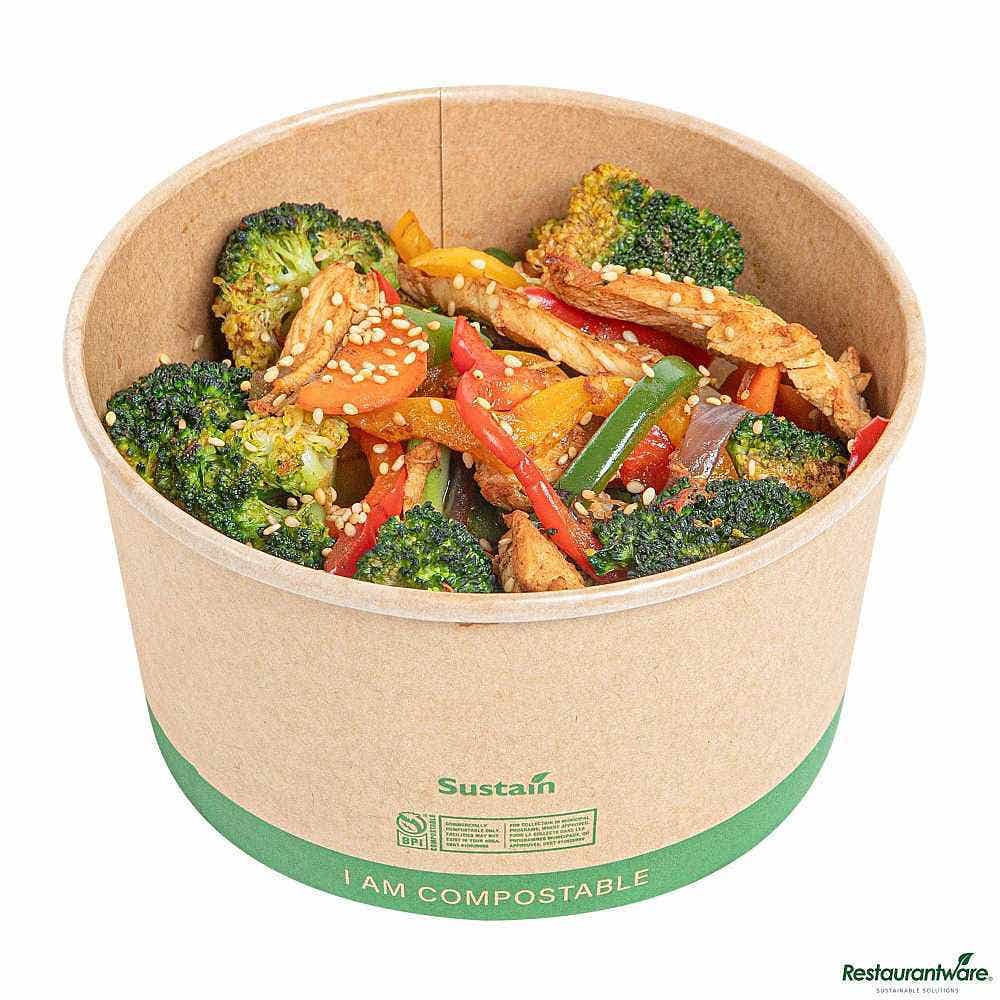 Sustain 34 oz Round Kraft Paper Take Out Container