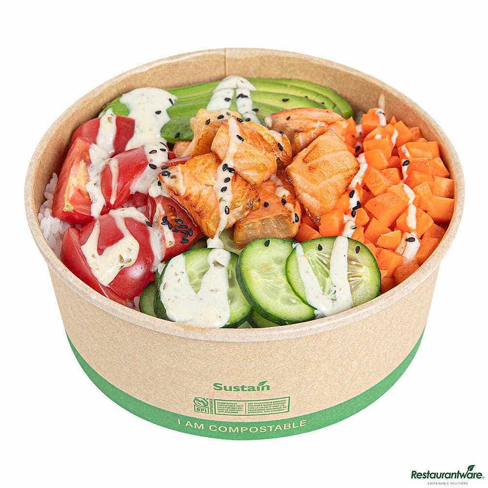 Sustain 37 oz Round Kraft Paper Take Out Container