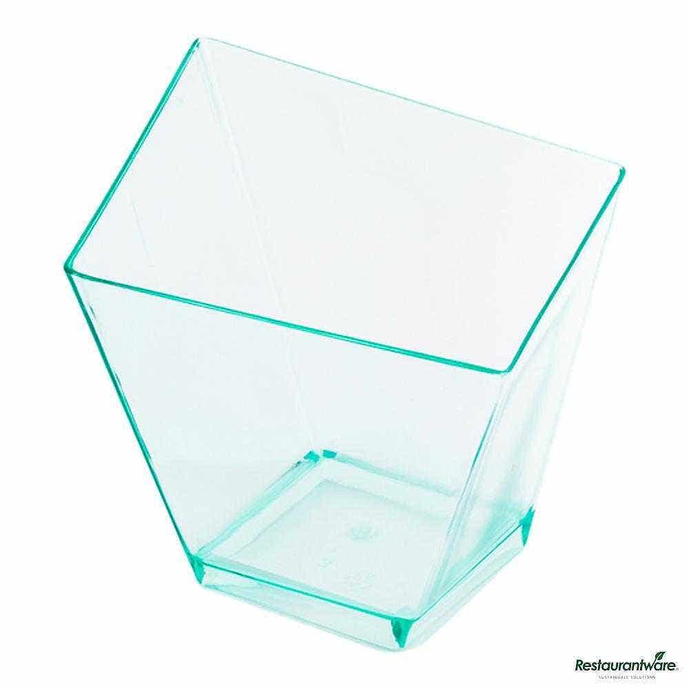 2 oz Square Seagreen Plastic Girata Dessert Dish