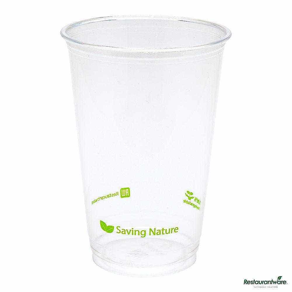 Sustain 16 oz Round Clear PLA Plastic Drinking Cup  Compostable