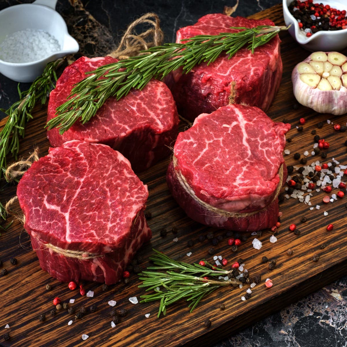Prime Provisions Choice Beef Filet Mignon Barrel Cut Steaks - 4 x 8 oz Pack (2 lbs Total)