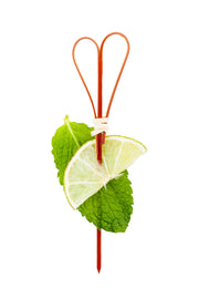 Red Bamboo Heart Skewer - Handmade - 4.75in x 1.5in