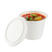 Round White Sugarcane Lid - Fits 15 oz Soup Cup