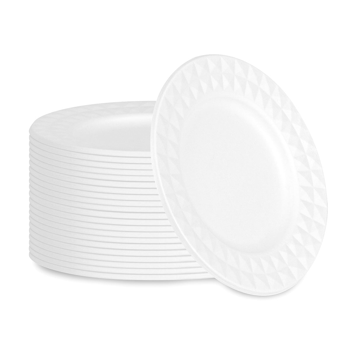 Round White Sugarcane Plate with Diamond Rim