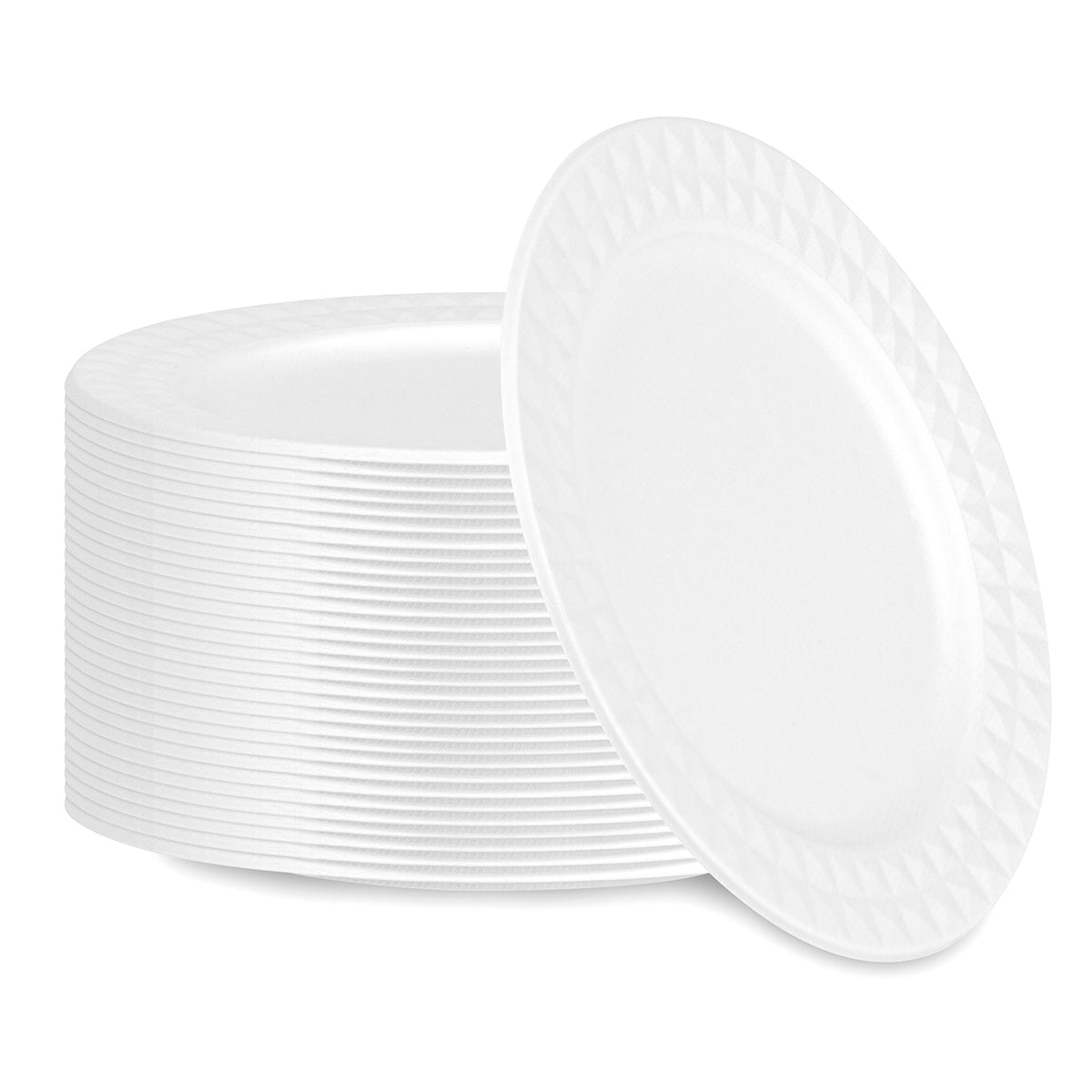Round White Sugarcane Plate with Diamond Rim