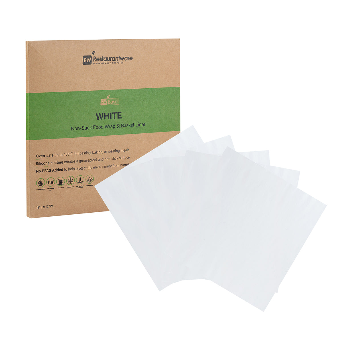 White Paper Bakery Wrap & Basket Liner - 12in x 12in