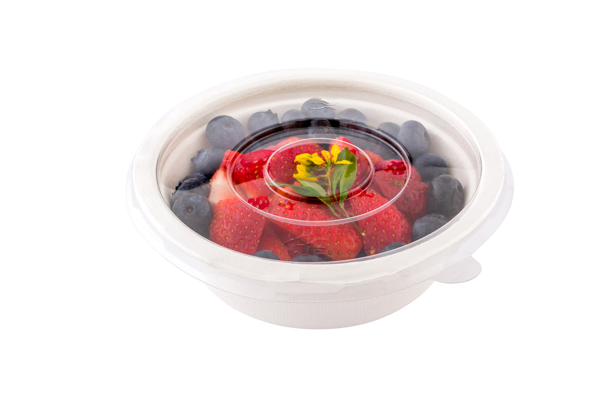 Round Clear Plastic Flat Lid - Fits 12 oz Salad Bowl