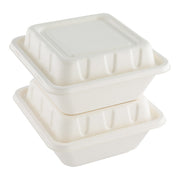 Square White Sugarcane Serving Bowl Lid - Fits 160 oz