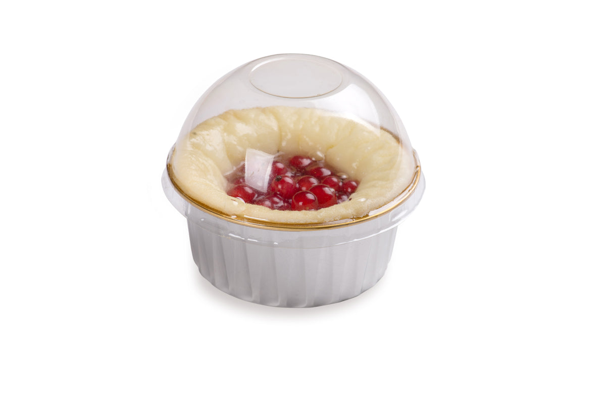 4 oz Round Silver Aluminum Baking Cup with Plastic Dome Lid