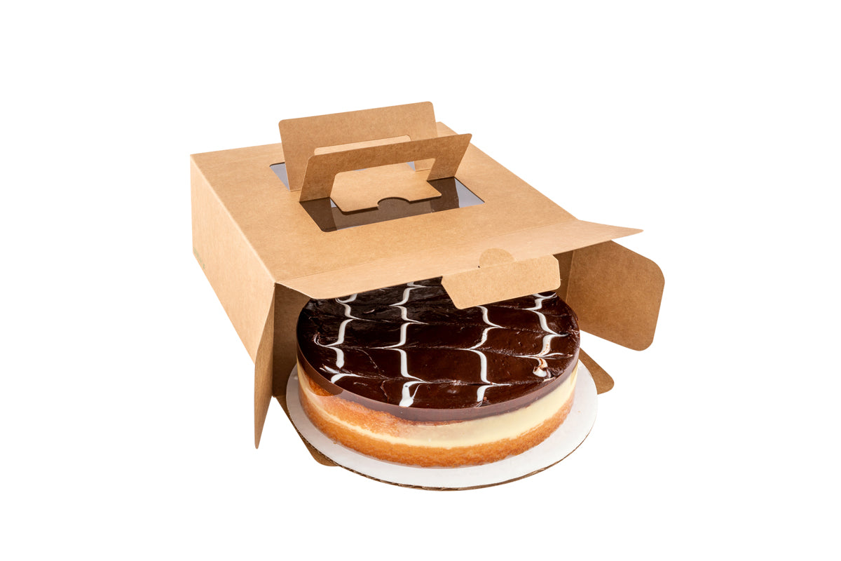 Square Kraft Paper Box - with Pop-Up Handle, Window