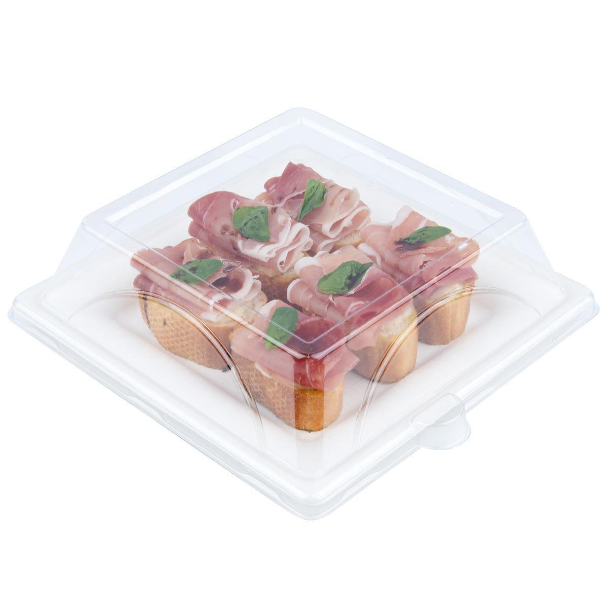 Square Clear Plastic Dome Lid - Fits Sugarcane Medium Plate