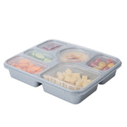 51 oz Silver Plastic Tamper-Evident 6-Compartment Container
