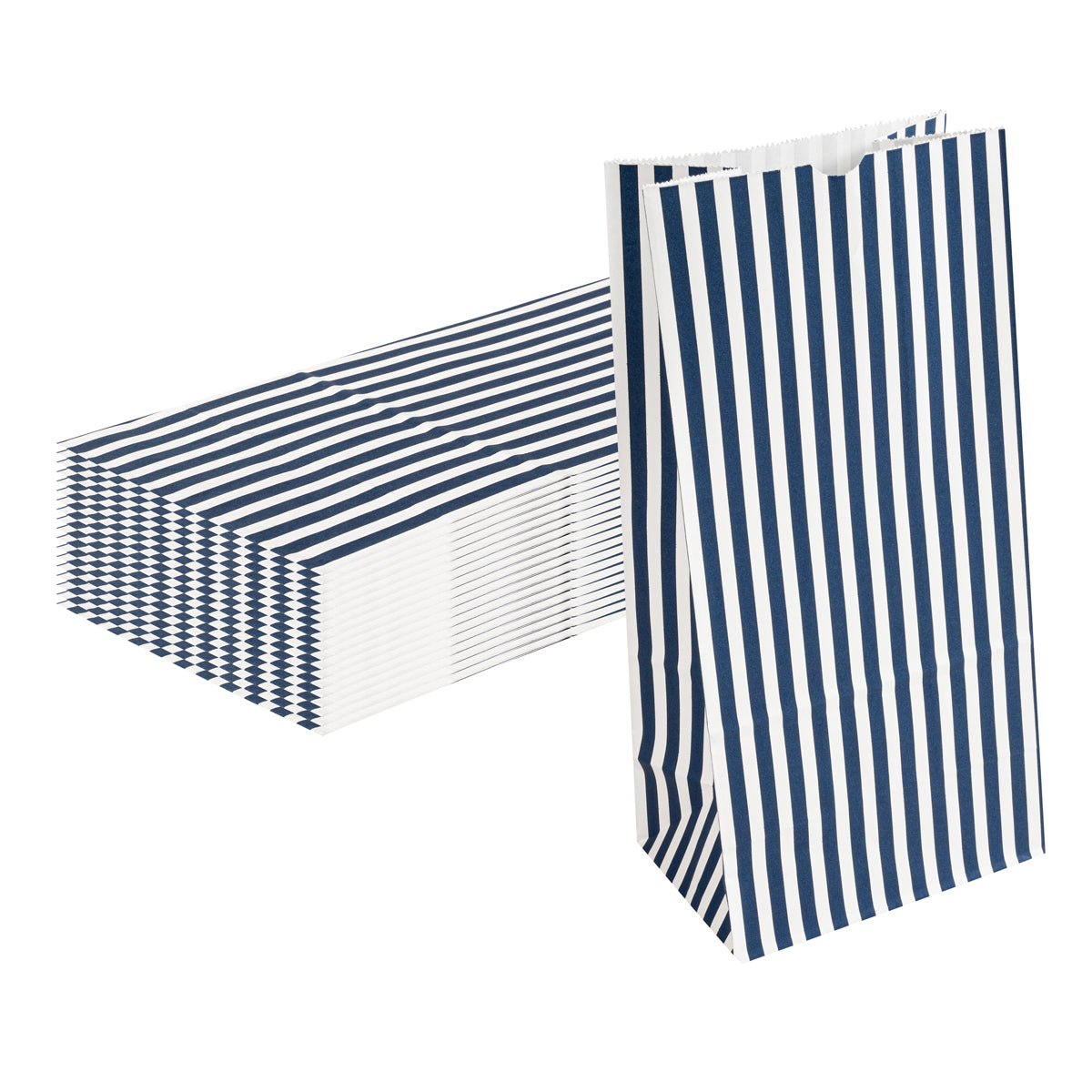 Blue & White Stripe Paper Bag, 8 lb