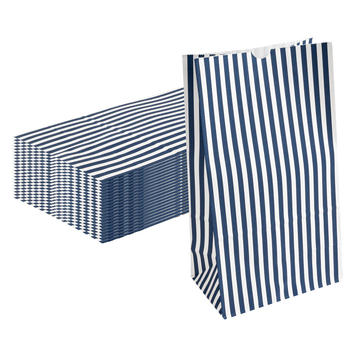 Blue & White Stripe Paper Bag, 12 lb