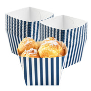 Square Blue & White Stripe Paper Snack Box