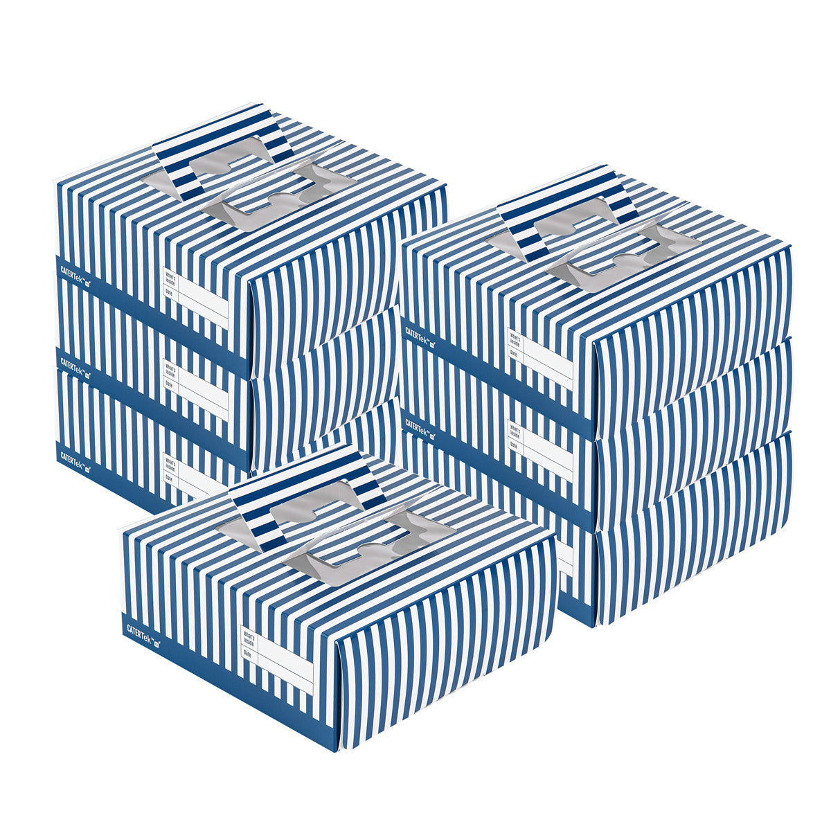 Square Blue and White Stripe Paper Box