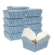 45 oz Rectangle Blue & White Stripe #8 Take Out Container