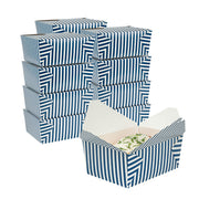 98 oz Blue & White Stripe Paper #4 Take Out Container