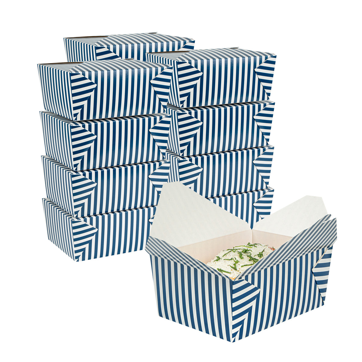 98 oz Blue & White Stripe Paper #4 Take Out Container