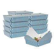 49 oz Rectangle Blue & White Stripe #2 Take Out Container