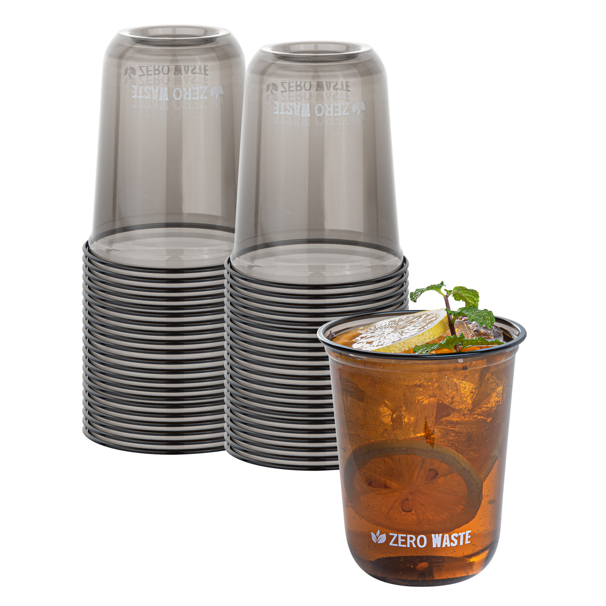 12 oz U-Shape Black PLA Plastic Drinking Cup, Rounded Bottom
