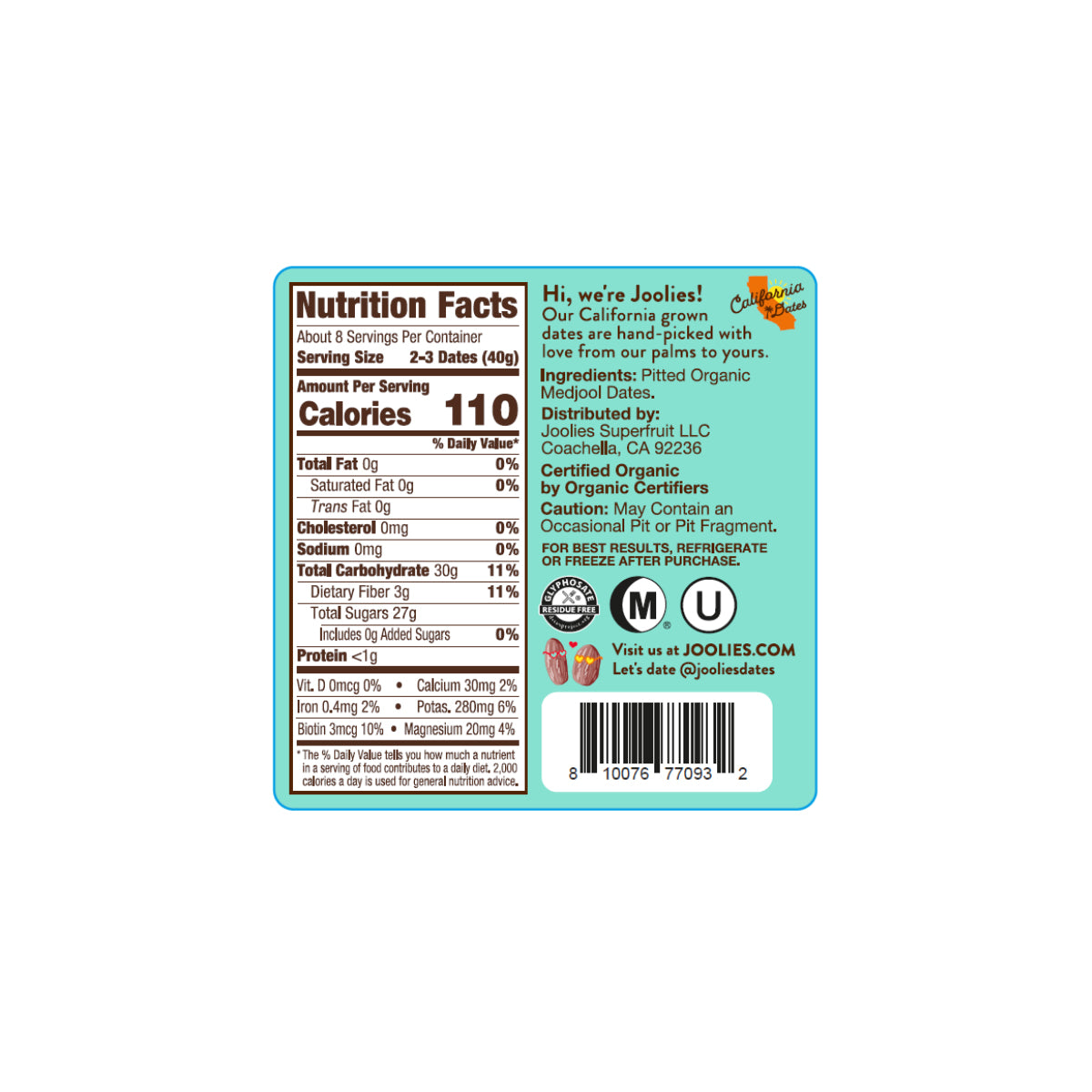 Organic Medjool Dates Pit Free Tub