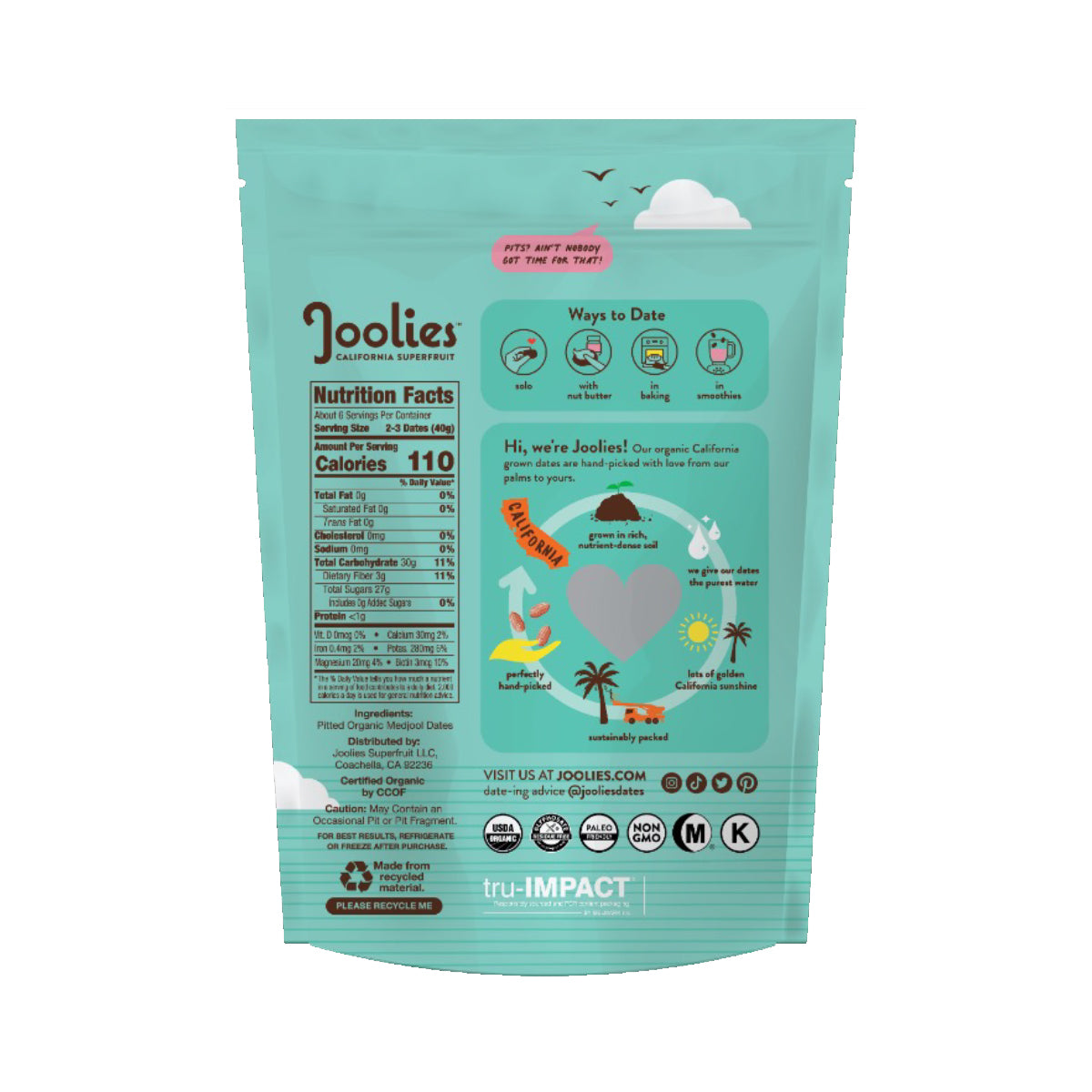 Organic Medjool Dates Pit Free Pouch